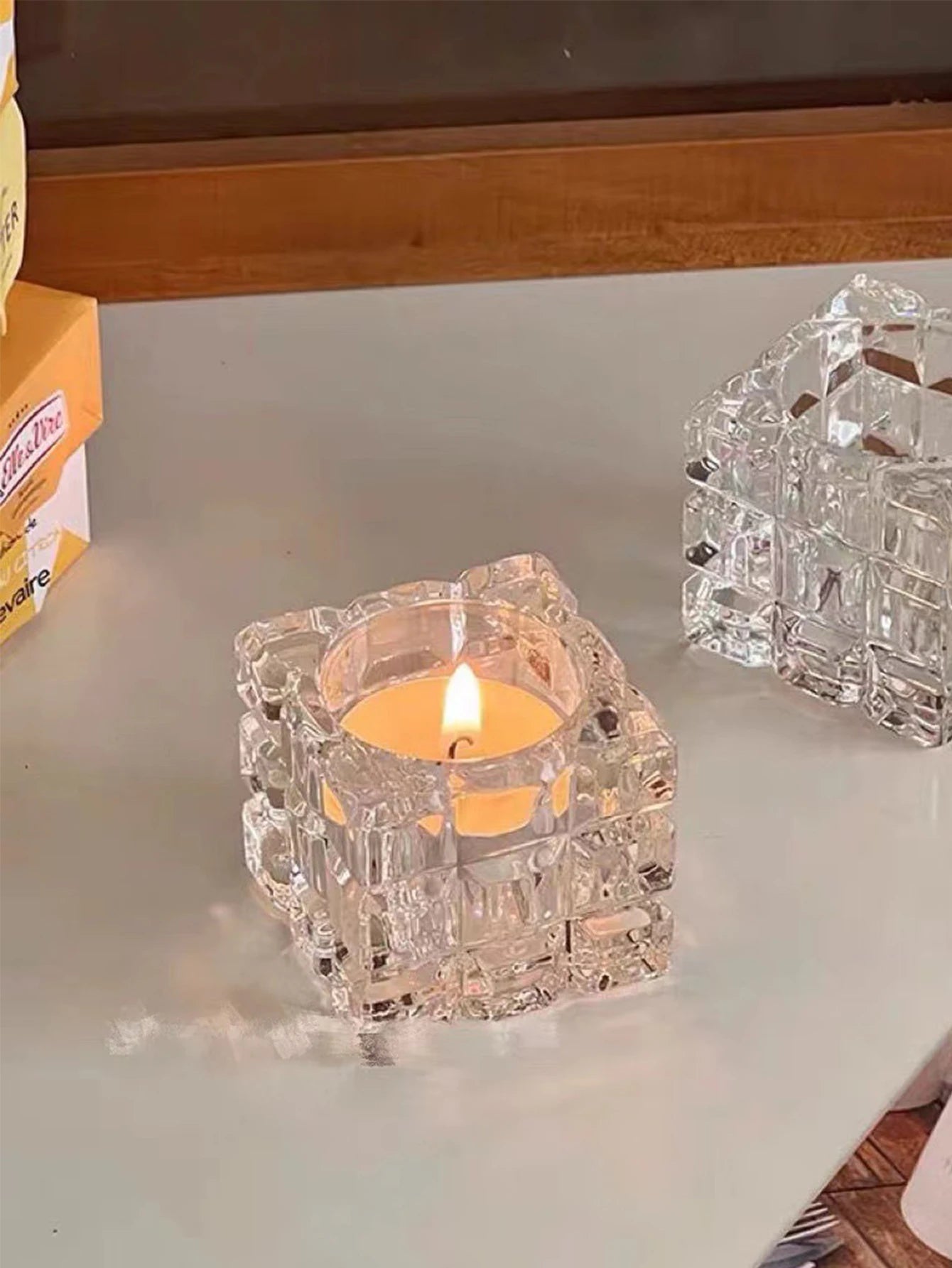 Bougeoir en Verre Carré
