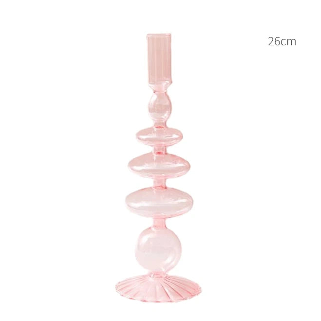 Bougeoir Verre Rose