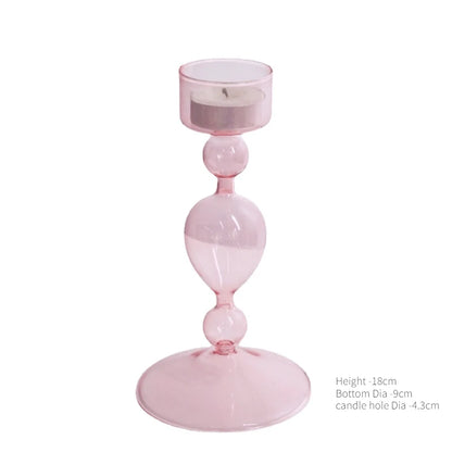 Bougeoir Verre Rose