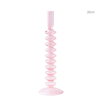 Bougeoir Verre Rose