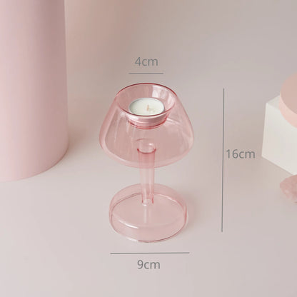 Bougeoir Verre Rose