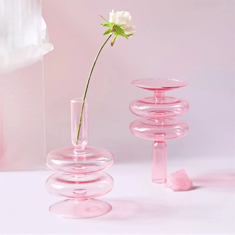 Bougeoir Verre Rose