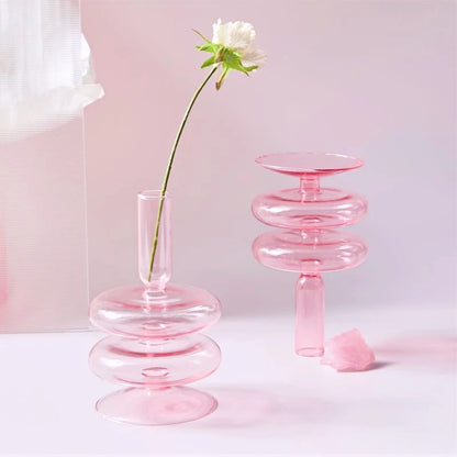 Bougeoir Verre Rose