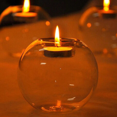 Bougeoir en Verre Transparent Rond