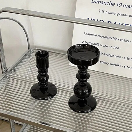 Bougeoir en Verre Noir