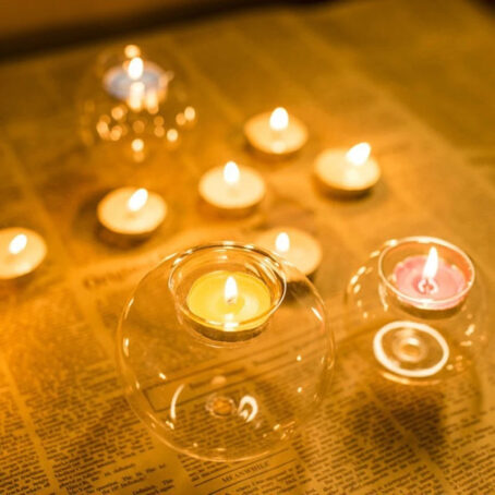 Bougeoir en Verre Transparent Rond