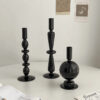 Bougeoir en Verre Noir