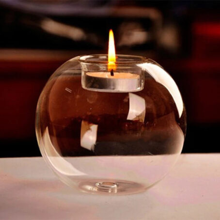 Bougeoir en Verre Transparent Rond