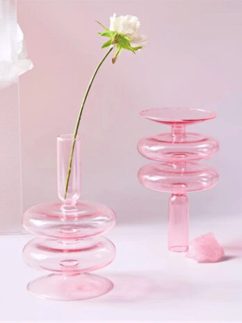 Bougeoir Verre Rose