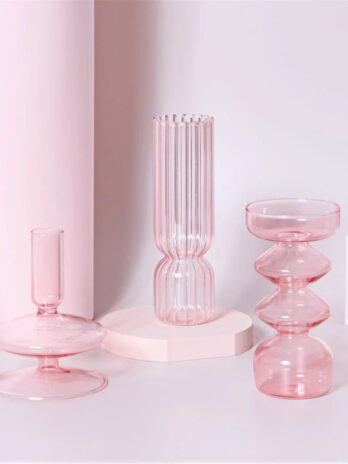 Bougeoir Verre Rose