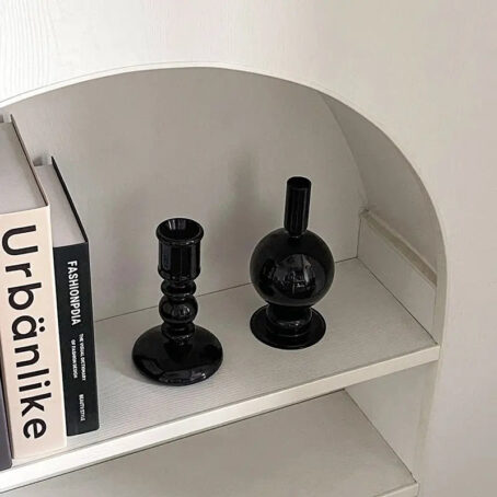 Bougeoir en Verre Noir