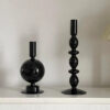 Bougeoir en Verre Noir