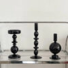 Bougeoir en Verre Noir
