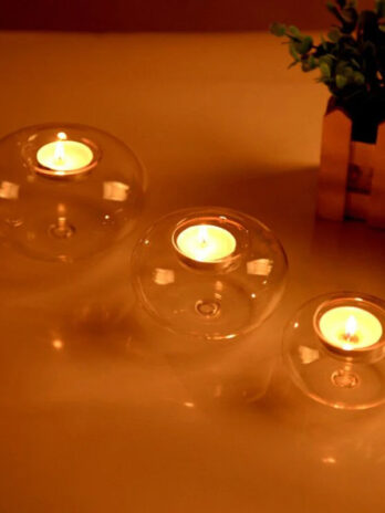 Porte-Bougie en Verre Transparent